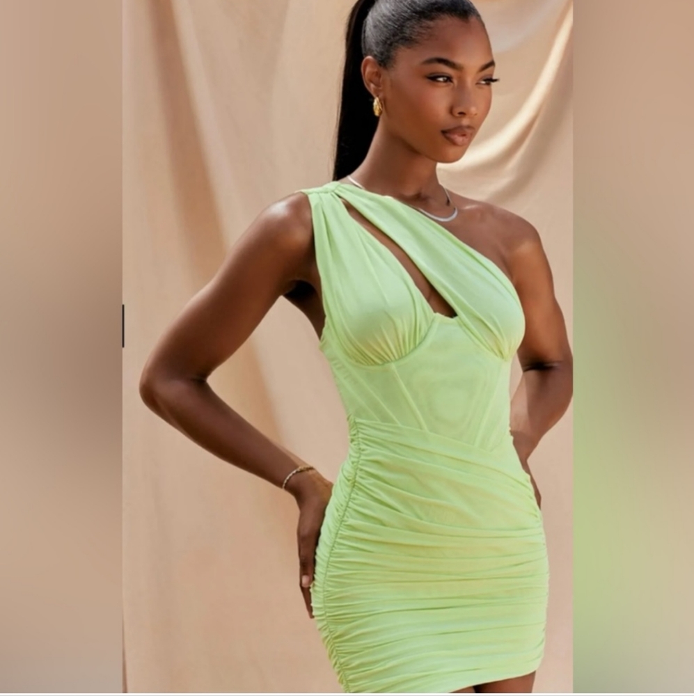 House of CB Clementine Lime Cut Out Mini Dress
